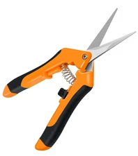 iPower 6.5" Garden Pruner Shears - Straight Stainless Steel Blades, Orange