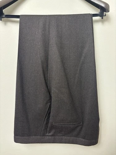 Wool Flannel Pants Mens 38x31 Brown Dress Trousers Vintage Old Money High Rise - product listing photo