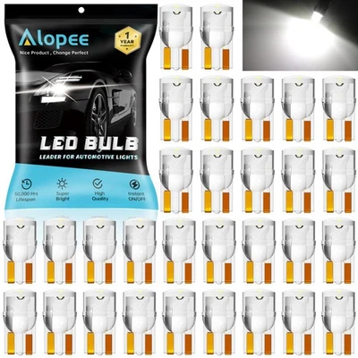 Ampoule T10 LED W5W 501 194 5W5 Blanc Acrylique 1 SMD COB 12V - Photo 1/4