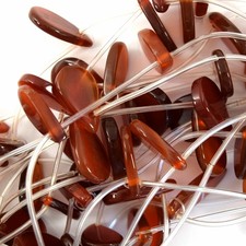 22mm natural carnelian flat teardrop beads 13" strand 8pcs