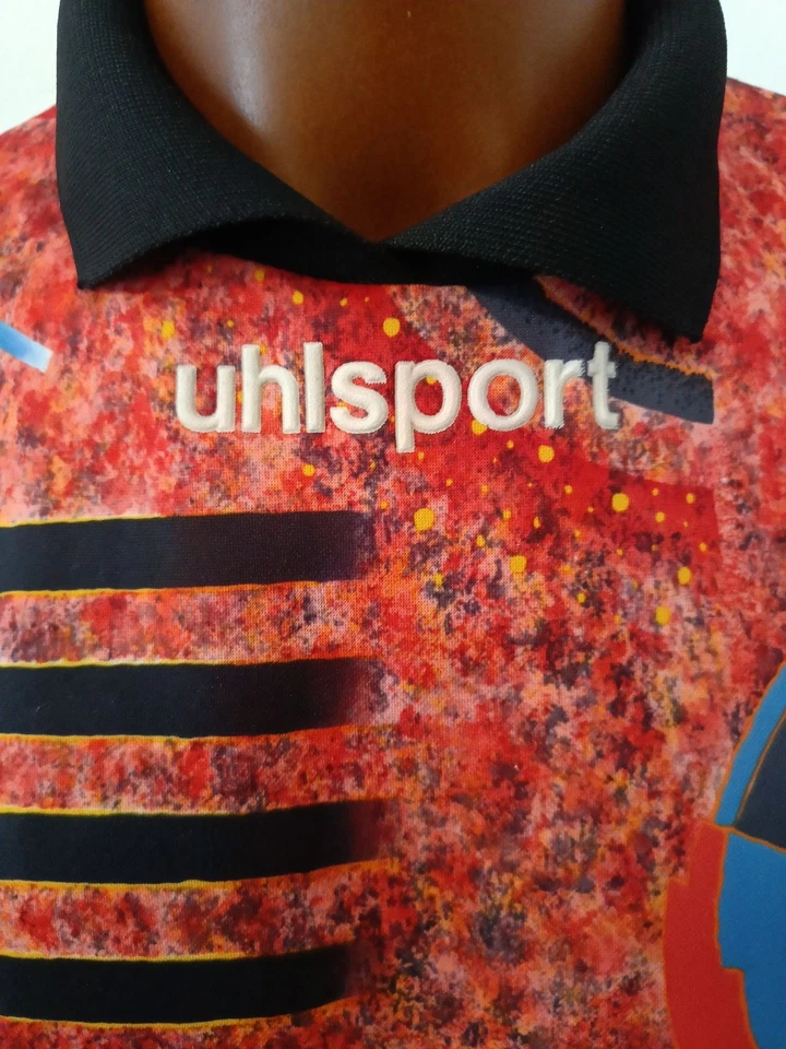 MAGLIA CAMISETA SHIRT CALCIO PORTIERE UHLSPORT NUM. 1 90'S FOOTBALL VINTAGE TG X - Immagine 3 di 4