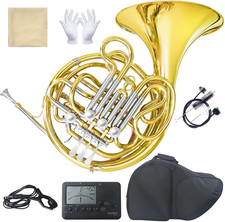 Double French Horn Fb/Bb 4 Keys Gold Lacquer - Intermediate Brass Instrument w