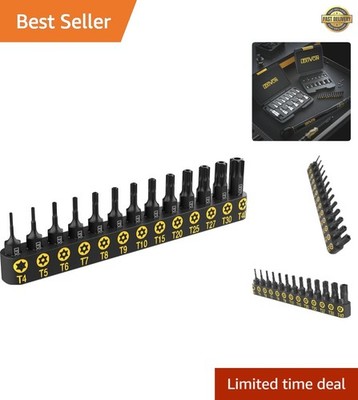 13-Piece Tamper Resistant Star Bits,  S2 Alloy Steel, T4 - T40 | Impact Grade...