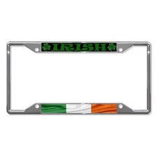 Fastasticdeals Irish Wavy Flag with Shamrock License Plate Frame Tag Holder C...