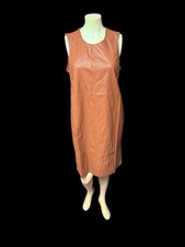 Isabella D women’s size medium sleeveless mini dress faux leather camel brown