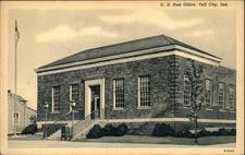 Tell City Indiana Post Office building American flag unused vintage postcard