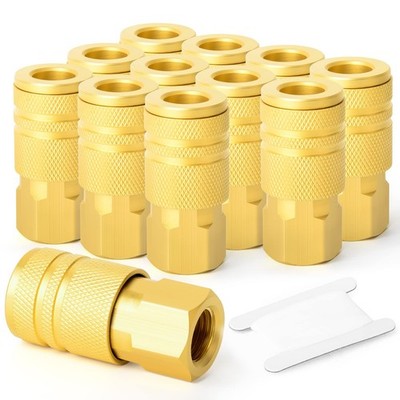2 PCS Brass 1/4'' Female Industrial Quick Connect Air Coupler Female Threads