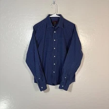 UNTUCKit Shirt Mens Medium Blue Triangle Print Button Down Long Sleeve Casual