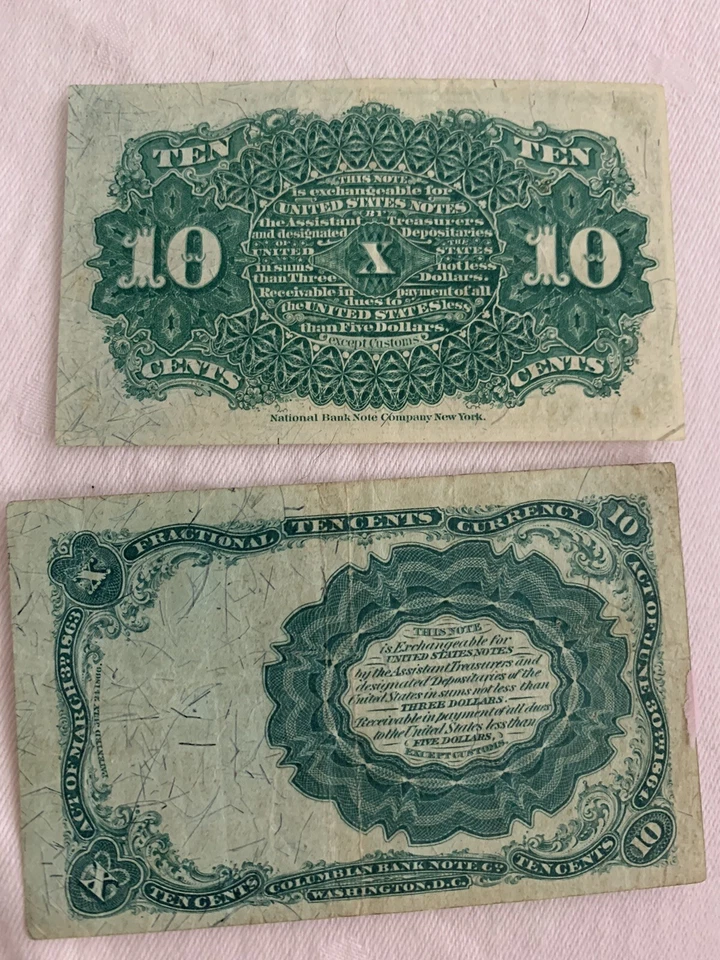 Fractional Fr. 1258 Fourth Issue 10¢ Note 40mm Seal Unwatermarked PMG Choice 64 - Image 2 of 2