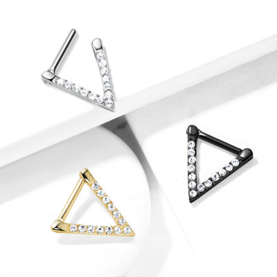 Piercing Ring Ear Or Nose Steel Surgical And Zirconium - Triangle