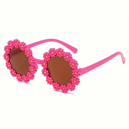 Pink Retro Daisy Flower Sunglasses Women Round Boho Festival Shades Summer Cute - Picture 2 of 6