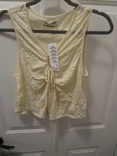 URBAN OUTFITTERS IVORY CREPE LACE-UP CROP TANK TOP SIZE LARGE NEW