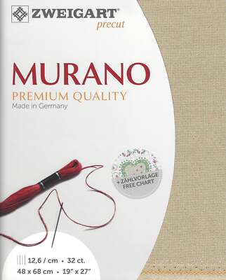Zweigart Precut Murano 32 count Beige with pearl lurex 3984/7211