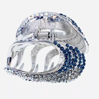 USA Metal Hair Claw Jaw Clip made with Swarovski Crystal Hairpin Nave Blue