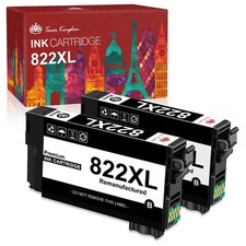 2 Pack 822XL T822XL Ink Cartridge Black For Epson WorkForce Pro WF-3820 WF-4820