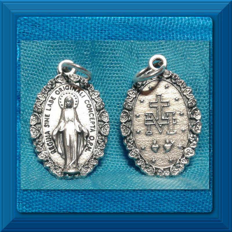 Holy Mother Virgin Mary & Marian Cross 37x20mm (1.5x0.8in) Miraculous Medal Pendant & Chain Holy Mother Virgin Mary & Marian Cross 37x20mm (1.5x0.8in) Miraculous Medal Pendant & Chain
