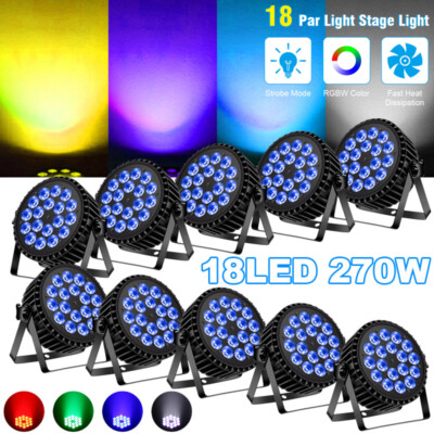 10PCS Par Stage Light 270W RGBW 18LED Strobe Beam DMX512 DJ Disco Party Bar Show