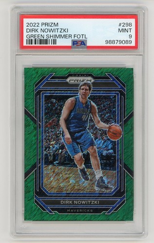 2022 Panini Prizm Basketball Green Shimmer FOTL Dirk Nowitzki #298