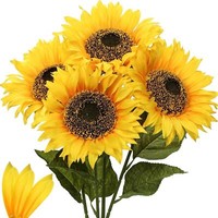 KüNstliche Sonnenblumen Groß Kunstblumen Deko Seidenblumen Hochzeit 4 StüCk