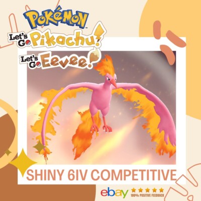 Moltres Shiny   Pokemon Let s Go Pikachu Eevee Battle Ready 6 IV Competitive EV