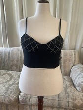 Women  s Black Edgy Corset Camisole Top, Size Large