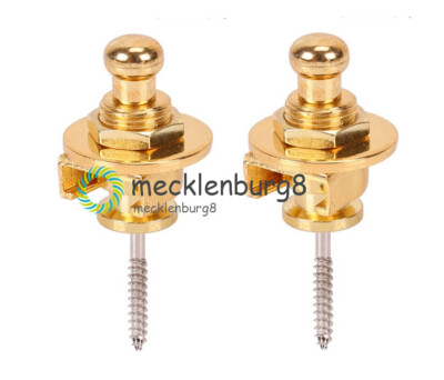 2Pcs x Gold Guitar Strap Locks Buttons Round Head for Guitar Bass Schaller Style