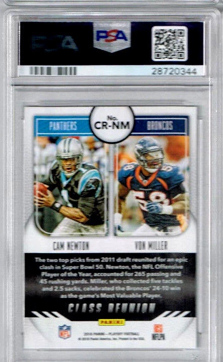 2016 Panini Playoff Cam Newton/ Von Miller Class Reunion PSA 10 - Image 2 of 2