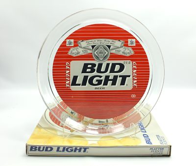Nice! Vintage Bud Light Beer 13'' Glass Serving Tray Platter Indiana Glass 