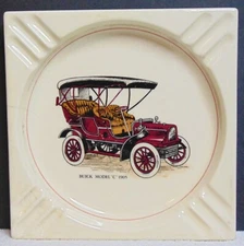 Vintage Ceramic Buick Ashtray - 1905 Buick Model C Car Image In Nice Condition