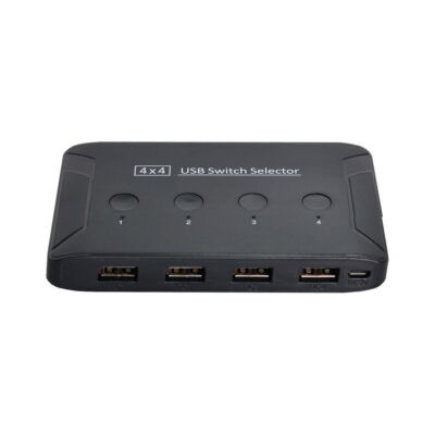 KVM USB 2.0 Switch Selector 4 Port PCs Sharing 4 Devices for Keyboard Mouse