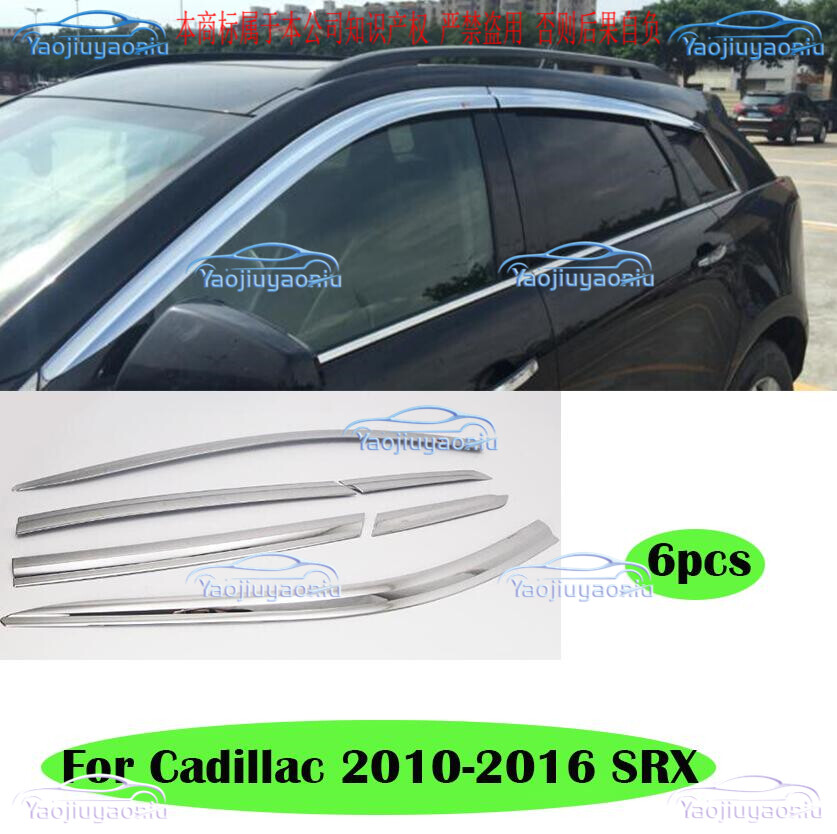 For Cadillac 2010-2016 SRX Chrome Window Visor Vent Shades Sun Rain Guard 6pcs