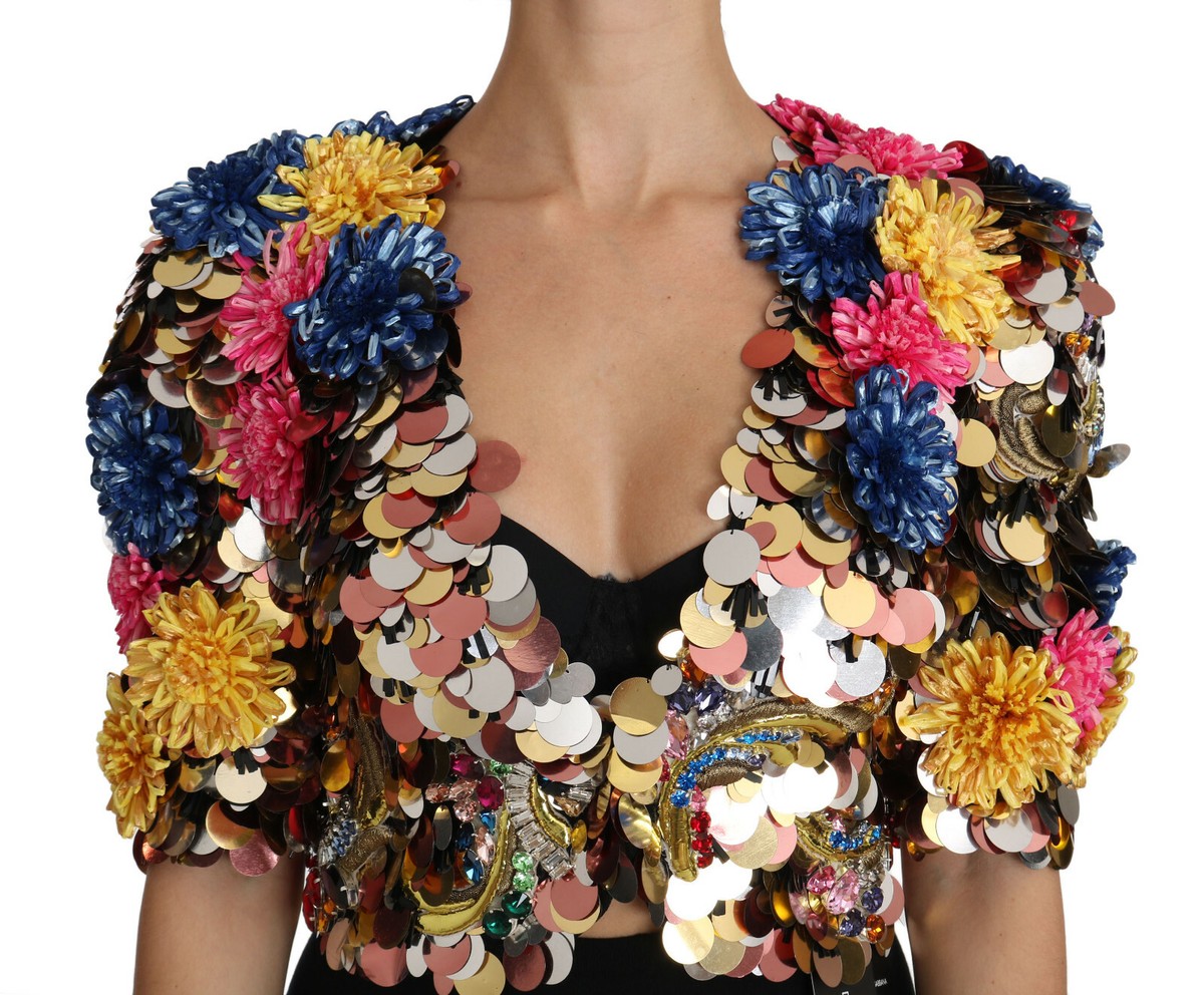 Dolce&Gabbana コーデのアクセントにも!ブレスレット ゴールド DOLCE & GABBANA Jacket Coat Crystal Sequined Floral IT36