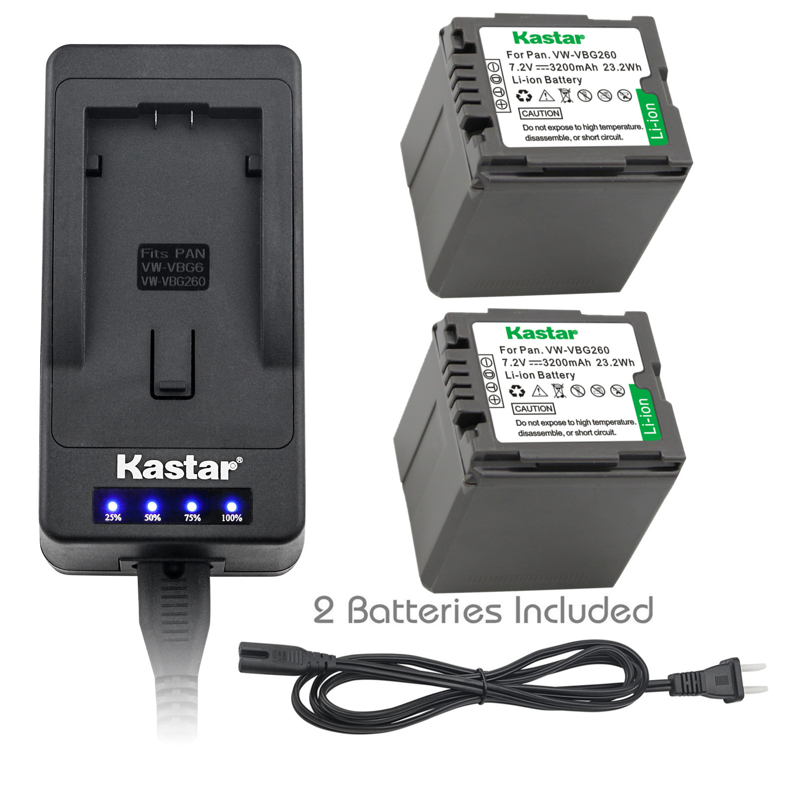 Kastar Battery Super Fast Charger for Panasonic VW-VBG260 & 