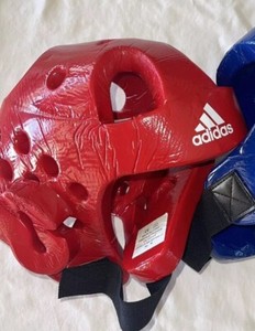 Adidas Taekwondo Red Head Gear WTF Approved Guard, Medium, Great Condition