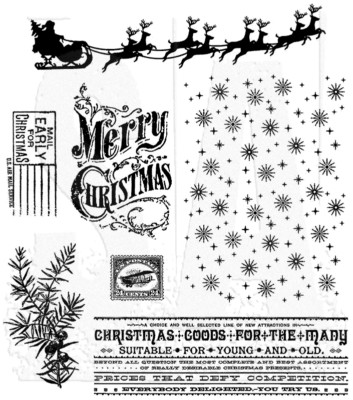 Tim Holtz Stampers Anonymous ''CHRISTMAS NOSTALGIA'' Cling Stamp Set CMS207