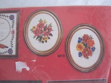 Artcraft Concepts Marigolds Poppies 2 Ovals Crewel Embroidery Stitchery Kit