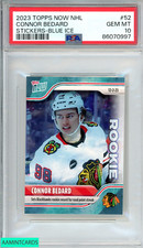 2023 TOPPS NOW NHL STICKERS CONNOR BEDARD #52 BLUE ICE 6 OF 10 RC PSA 10 GEM MT