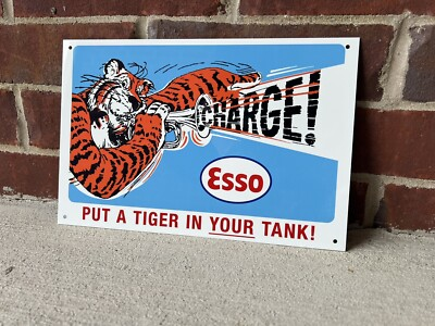 #ad Esso tiger Gasoline Oil Pump Gas Vintage Style 12 Inch sign $23.00
