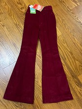 NEW NOS Vtg 70's WRANGLER Ladies Burgundy Corduroy Bell Bottom Pants Sz 7-8