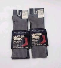 Royal Comfort Stay Up Socks Men's Shoe Size 6-12 L XL Light grey USA Vintage
