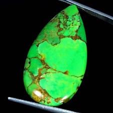 24.80Cts Lab-Created Ultra Green Copper Turquoise Pear Cabochon 17X32X5MM