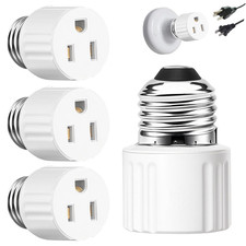 3 Packs Light Socket Plug Adapter,3 Prong Light Socket to Plug Adapter,E26 Light