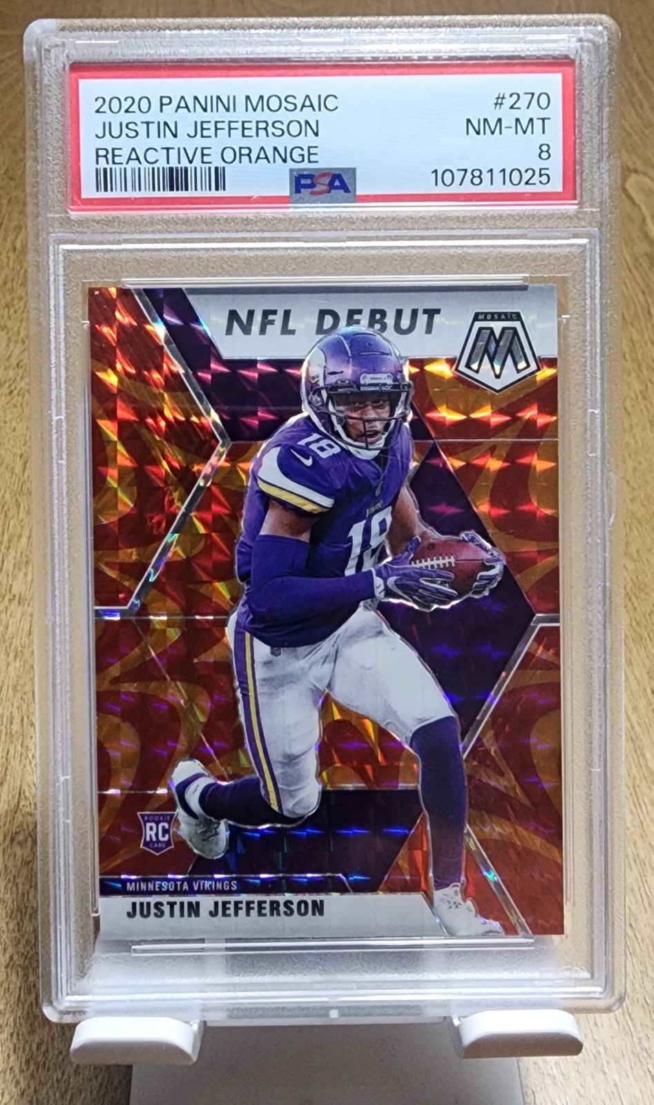 2020 Panini Mosaic NFL Debut Justin Jefferson Mosaic Reactive Orange Prizm (RC)