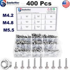 400pcs Hex Washer Head 8 10 12 Self Drilling Sheet Metal Tek Screws Sortiment