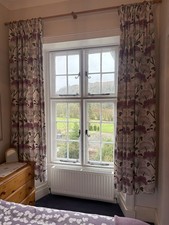John Lewis Purple/cream Curtains 226cm Drop, 328cm Wide.