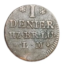 1758 GERMANY BRUNSWICK WOLFENBUTTEL 1 DENIER KM 948 STATES PROVINCIAL COIN