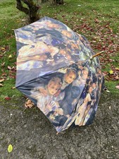 VTG Renoir Art Print Paras LG Umbrella Wood Brass Handle Painting Museum Shop