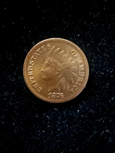 1876 Indian Head Cent Penny. Looks AU. Nice Coin For A Collection. Hard To Find.