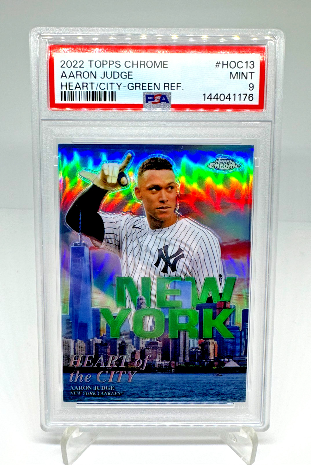 2022 Topps Chrome Aaron Judge Heart/City - Green Refractor 59/99 PSA 9 YANKEES