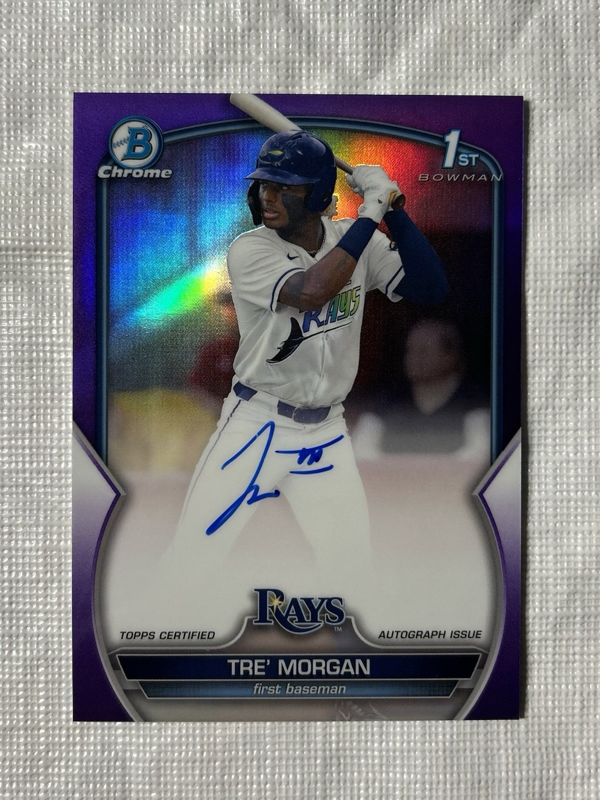 2023 Bowman Draft -  Chrome Tre' Morgan #CDA-TMO Purple Auto /250 